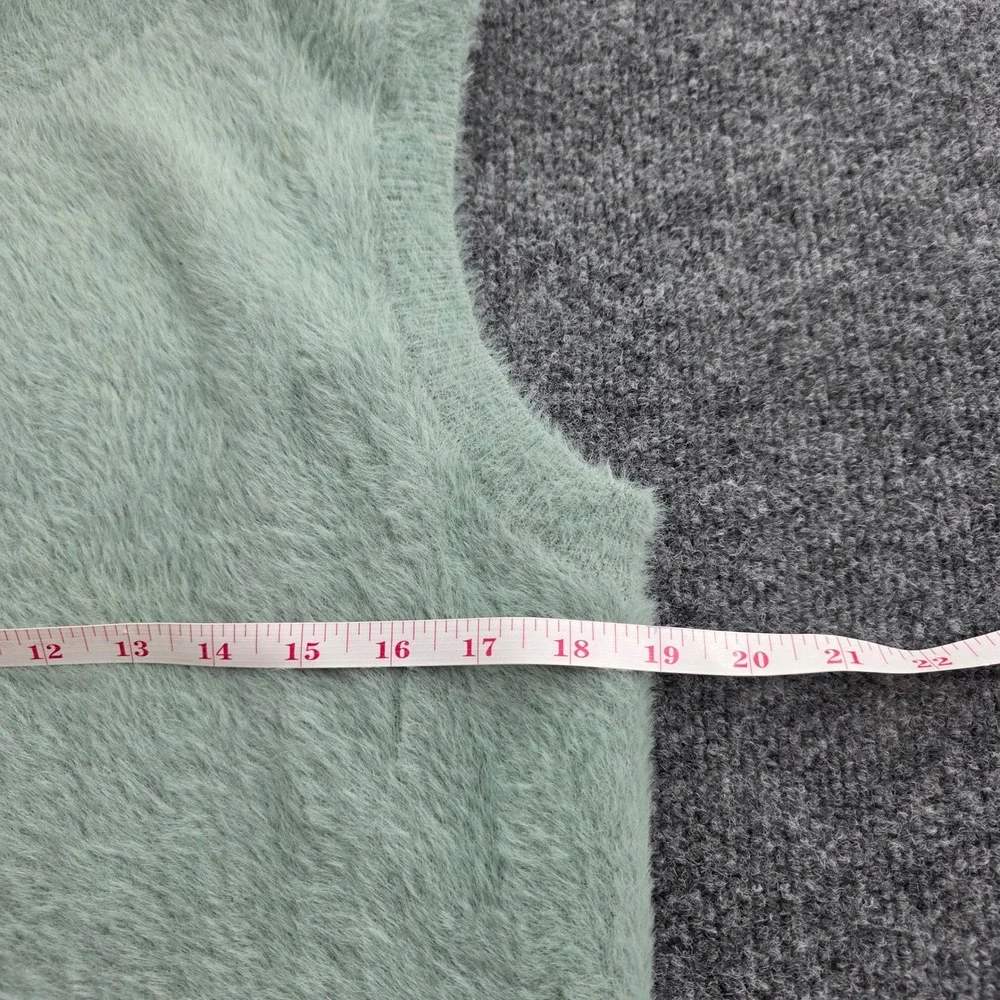 Bailey/44 Sweater Vest Fuzzy Eyelash Knit Mock Neck‎ Sage Green Medium Womens